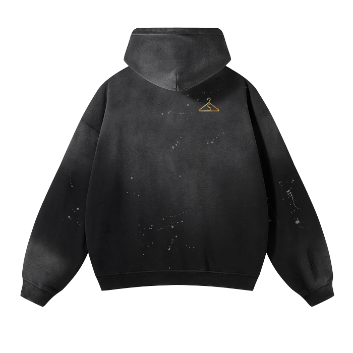 (Black)Streetwear Unisex Washed Frayed Effect Hoodie sakkstyles.com