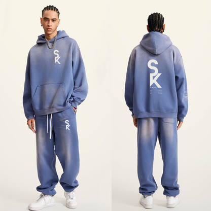 Spot On Denim Blue Unisex Washed Dyed Fleece Joggers sakkstyles.com