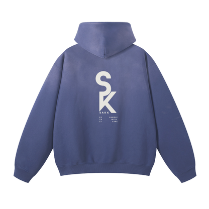 Denim Blue Unisex Fleece Autumn Winter Casual Hoodie sakkstyles.com