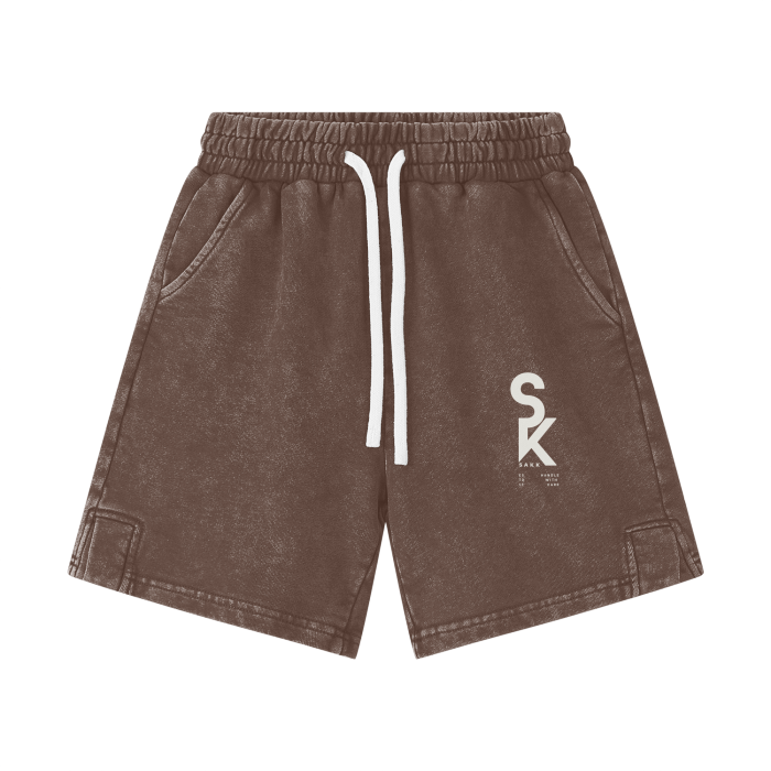 Streetwear Kids Heavyweight 290G Vintage Washed  100% Cotton Shorts sakkstyles.com