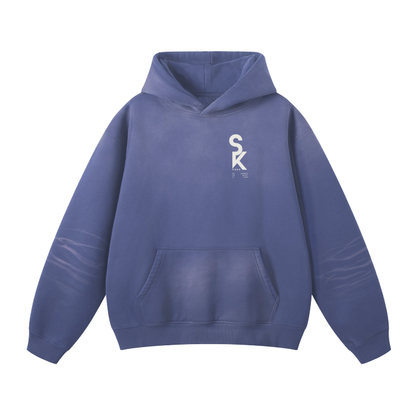 Denim Blue Unisex Fleece Autumn Winter Casual Hoodie sakkstyles.com