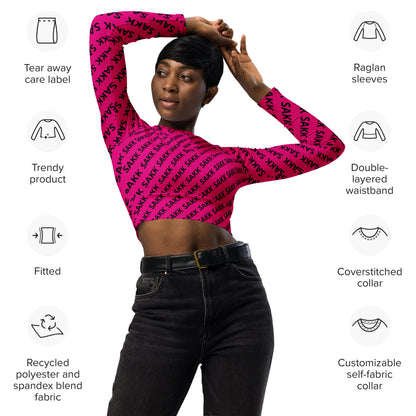 Poppin Pink long-sleeve crop top sakkstyles.com